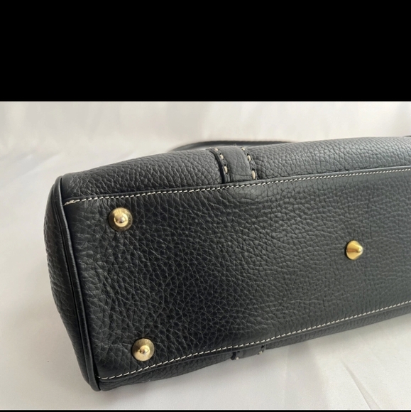 AUTHENTIC FONTANELLI Black Pebbled Leather Satchel — Italian Luxury with an Edge - Picture 6 of 11